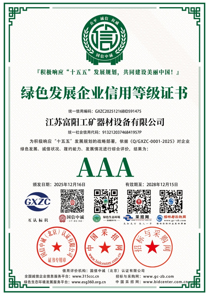 绿色发展企业信用等级证书